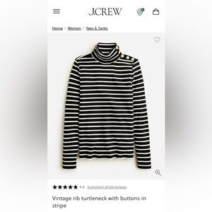J.Crew Vintage Rib Turtleneck in Black and White Striped
